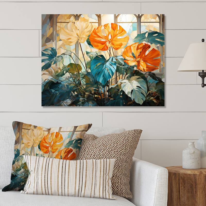 Designart "Tropical Orange and Green Foliage III" Tropical Metal Wall Decor Bed Bath & Beyond